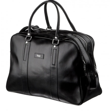 Дорожная презентабельная кожаная сумка KARYA в деловом стиле (KY07385black)