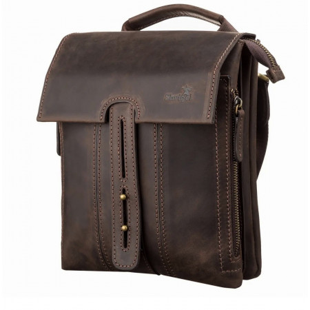 Мужская сумка Shvigel из кожи Crazy Horse на плечо с ручкой (SH0104brown)
