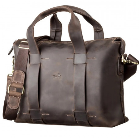 Мужская стильная сумка Shvigel из кожи Crazy Horse (SH0105brown)