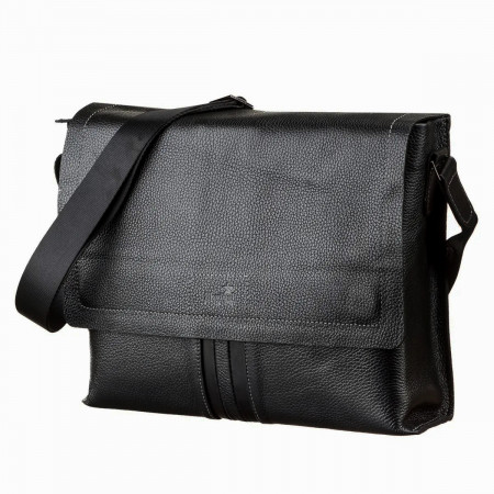 Мужская горизонтальная сумка из кожи Shvigel с клапаном (SH0106black)