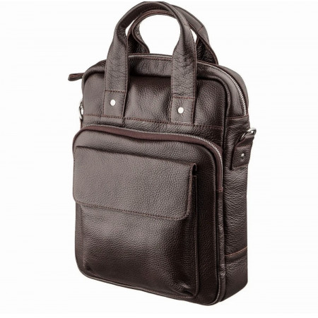 Кожаная вертикальная сумка Shvigel формата А4 (SH0168brown)