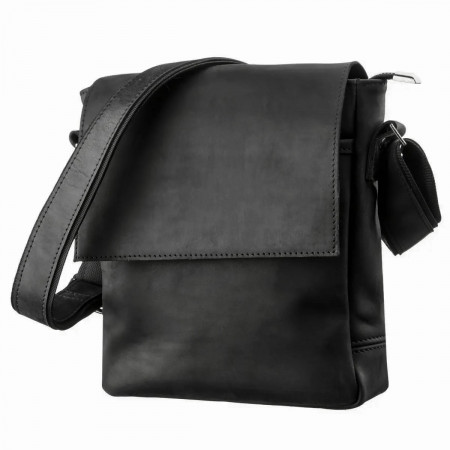 Сумка мужская кожаная Shvigel Crazy Horse с клапаном черного цвета (SH0171black)