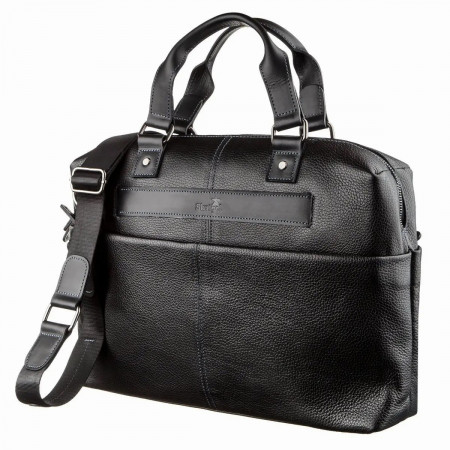 Мужская кожаная сумка Shvigel из кожи флотар под документы (SH0243black)