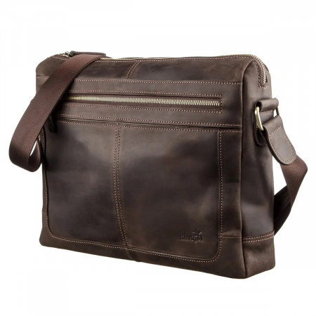 Мужская коричневая кожаная сумка Shvigel Crazy Horse (SH0245brown)
