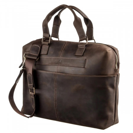Мужская стильная сумка Shvigel из Crazy Horse под документы (SH0250brown)