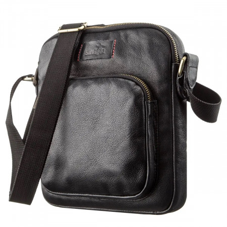 Мужская черная сумка из натуральной кожи на плечо Shvigel (SH09111black)