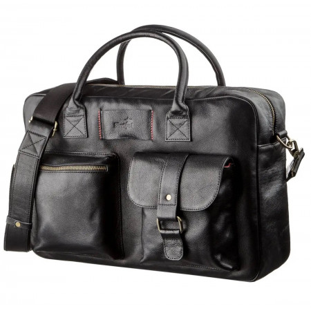 Мужская кожаная вместительная сумка Shvigel черная (SH09118black)